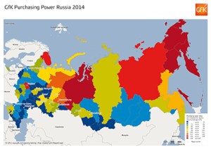 Map of GfK purchasing power Russia